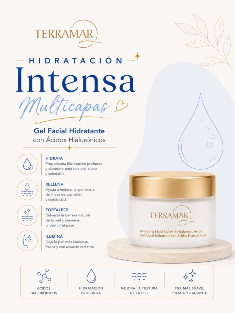 Gel Hidratante con Ácidos Hialurónicos/Hydrating Gel with Hyaluronic Acids